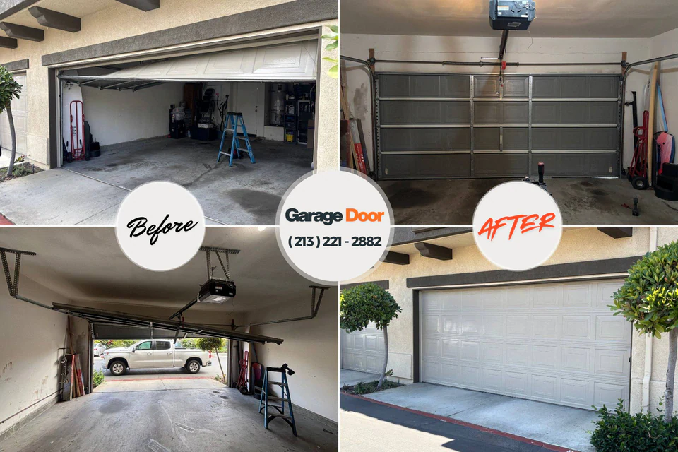 Before and after: garage door repair Plainview, NE